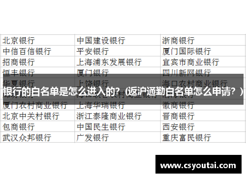 银行的白名单是怎么进入的？(返沪通勤白名单怎么申请？)